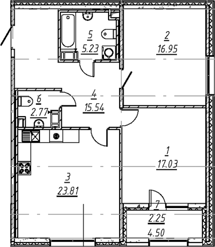 2-комнатная квартира 83.58 м², 5/5 эт., ЖК «е.волюция»