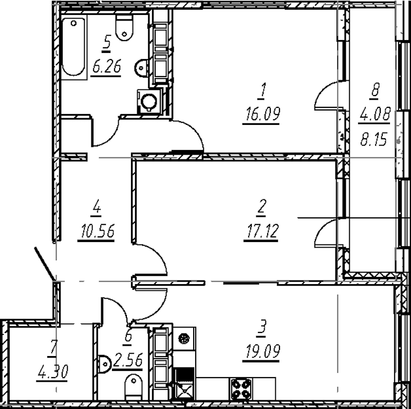2-комнатная квартира 80.06 м², 4/11 эт., ЖК «е.волюция»
