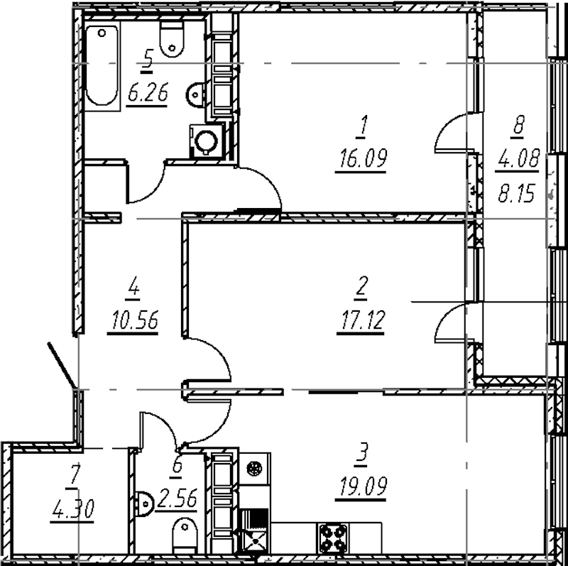 2-комнатная квартира 80.06 м², 5/11 эт., ЖК «е.волюция»