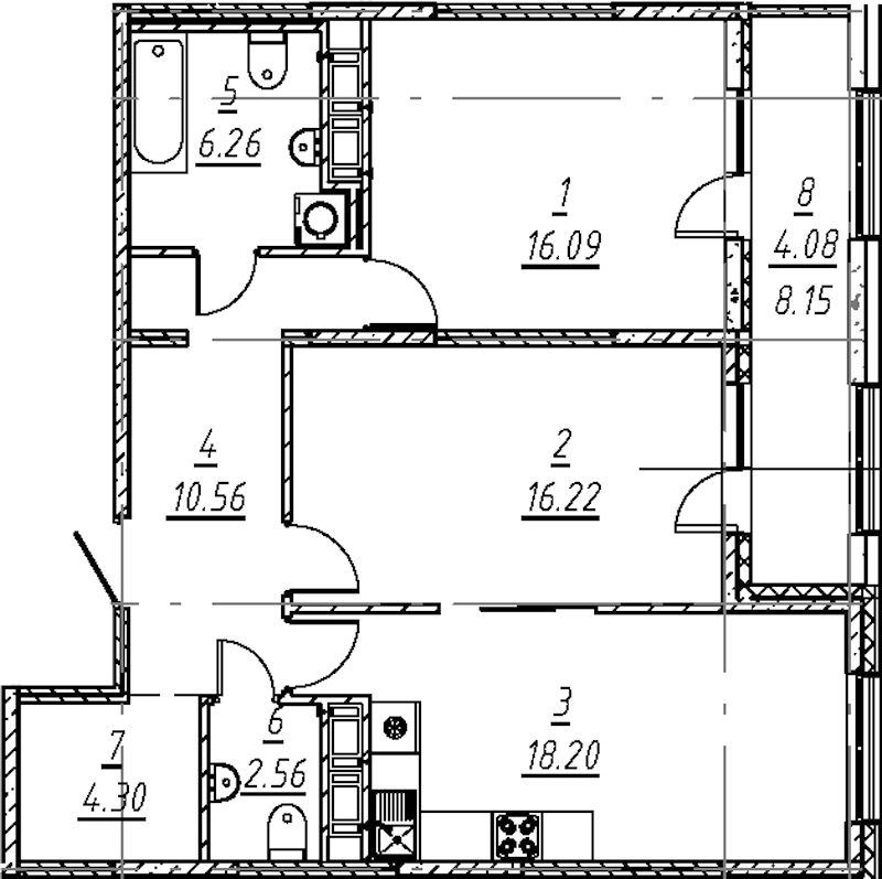 2-комнатная квартира 78.27 м², 8/11 эт., ЖК «е.волюция»