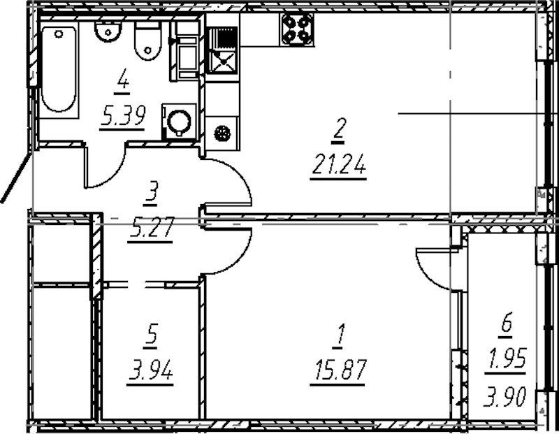 1-комнатная квартира 53.66 м², 10/11 эт., ЖК «е.волюция»