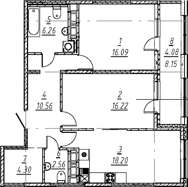 2-комнатная квартира 78.27 м², 10/11 эт., ЖК «е.волюция»