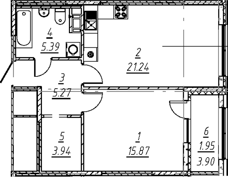 1-комнатная квартира 53.66 м², 11/11 эт., ЖК «е.волюция»