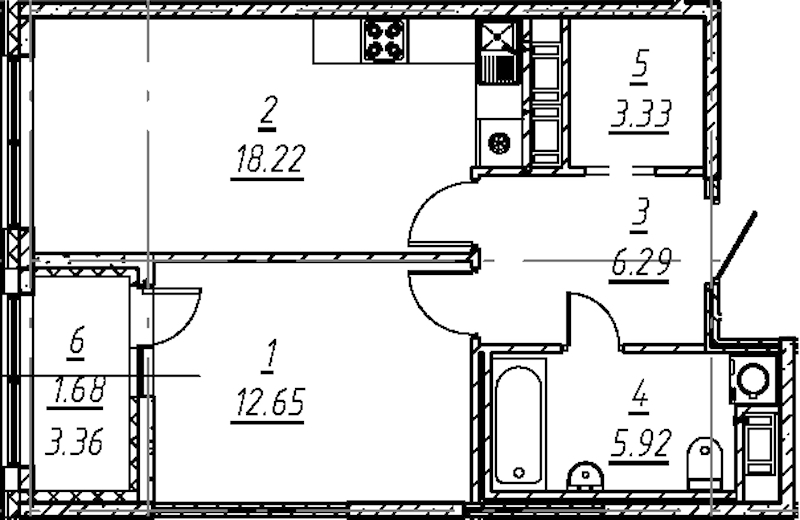 1-комнатная квартира 48.09 м², 11/11 эт., ЖК «е.волюция»
