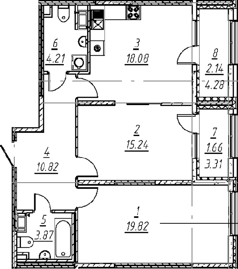 2-комнатная квартира 75.84 м², 2/11 эт., ЖК «е.волюция»