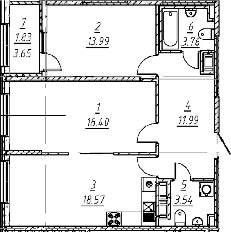 2-комнатная квартира 72.08 м², 6/11 эт., ЖК «е.волюция»