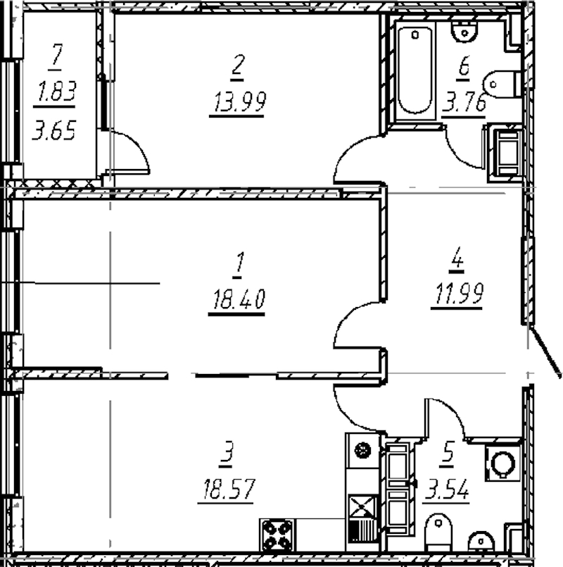 2-комнатная квартира 72.08 м², 9/11 эт., ЖК «е.волюция»