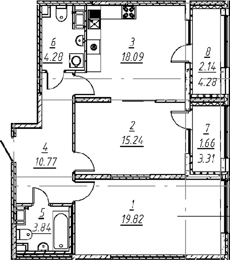 2-комнатная квартира 75.84 м², 11/11 эт., ЖК «е.волюция»