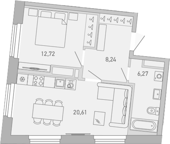 1-комнатная квартира 47.84 м², 5/10 эт., ЖК «Министр»