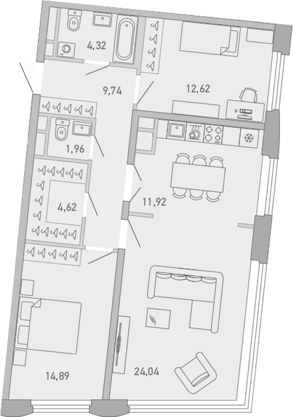 3-комнатная квартира 84.11 м², 6/10 эт., ЖК «Министр»