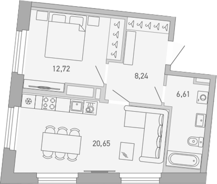 1-комнатная квартира 48.22 м², 2/10 эт., ЖК «Министр»
