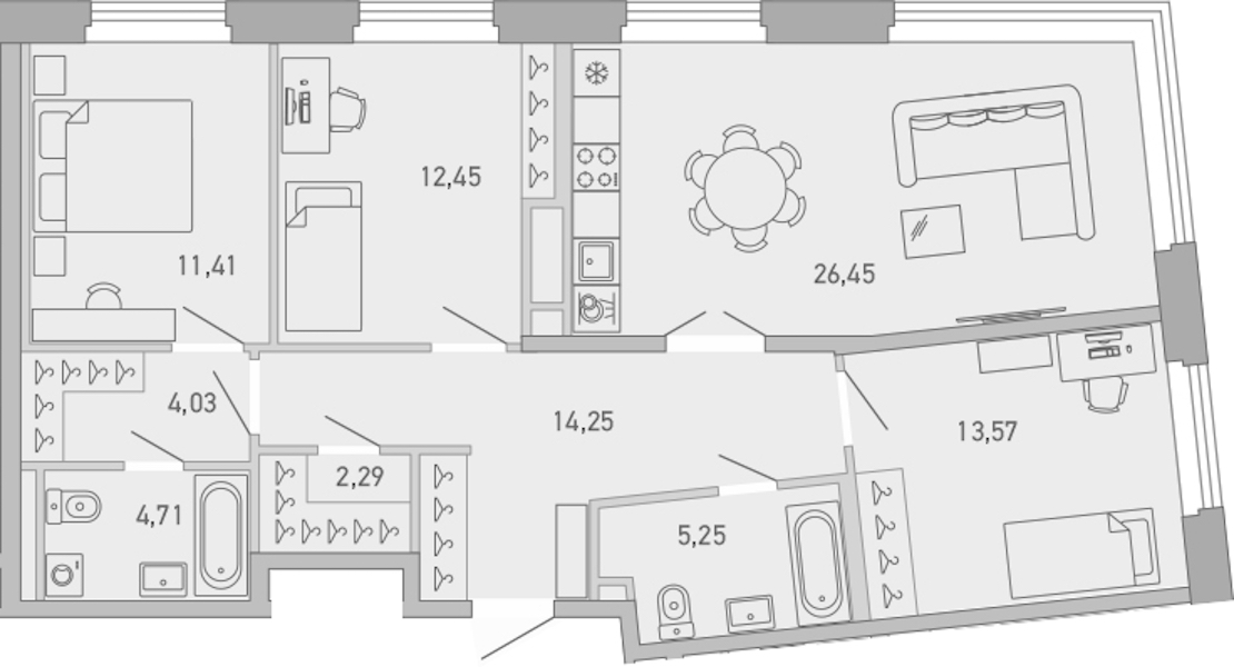 3-комнатная квартира 94.41 м², 2/10 эт., ЖК «Министр»