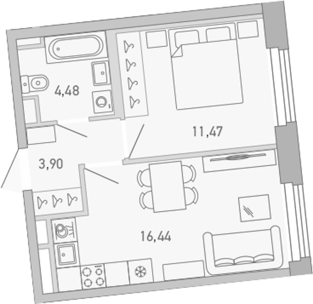 1-комнатная квартира 36.29 м², 4/10 эт., ЖК «Министр»