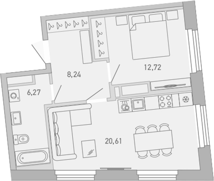 1-комнатная квартира 47.84 м², 5/10 эт., ЖК «Министр»