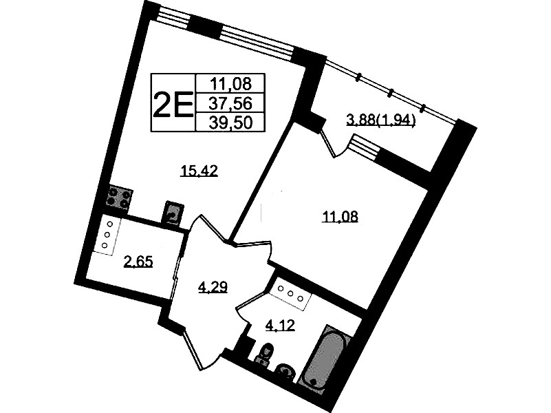 1-комнатная квартира 39.5 м², 12/22 эт., ЖК «Левитан»