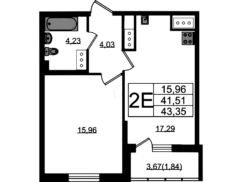 1-комнатная квартира 43.35 м², 19/22 эт., ЖК «Левитан»