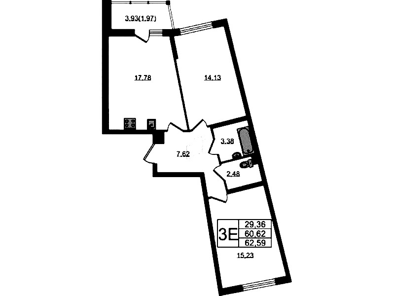 2-комнатная квартира 62.59 м², 2/22 эт., ЖК «Левитан»