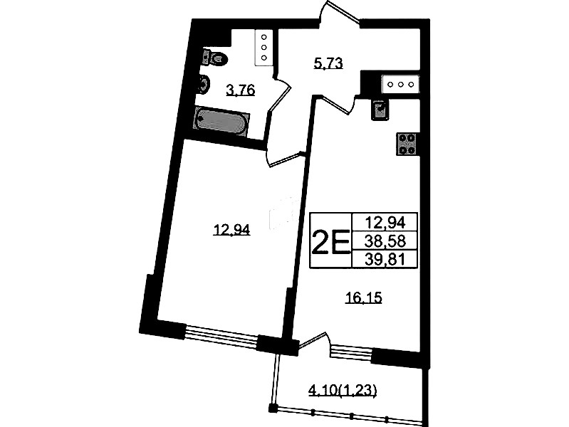 1-комнатная квартира 39.81 м², 6/22 эт., ЖК «Левитан»