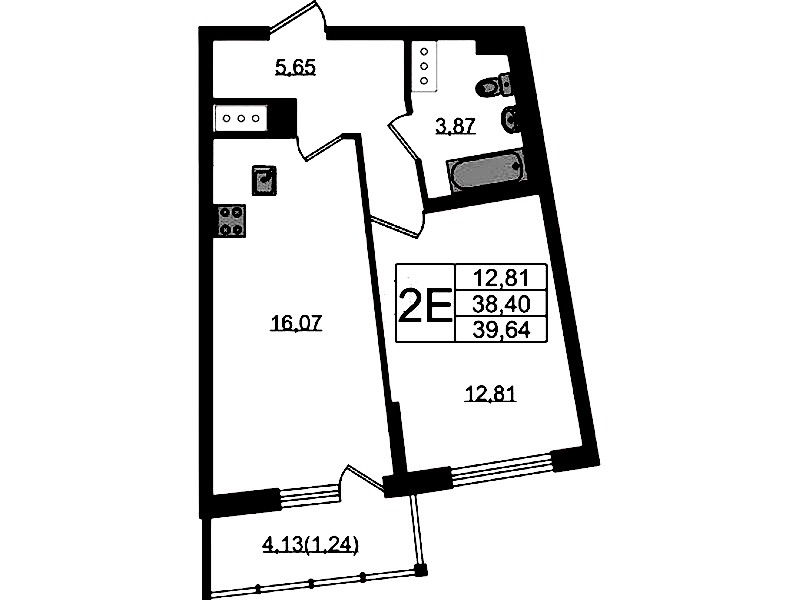 1-комнатная квартира 39.64 м², 11/22 эт., ЖК «Левитан»
