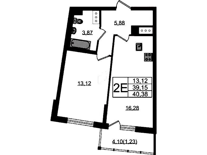 1-комнатная квартира 40.38 м², 11/22 эт., ЖК «Левитан»