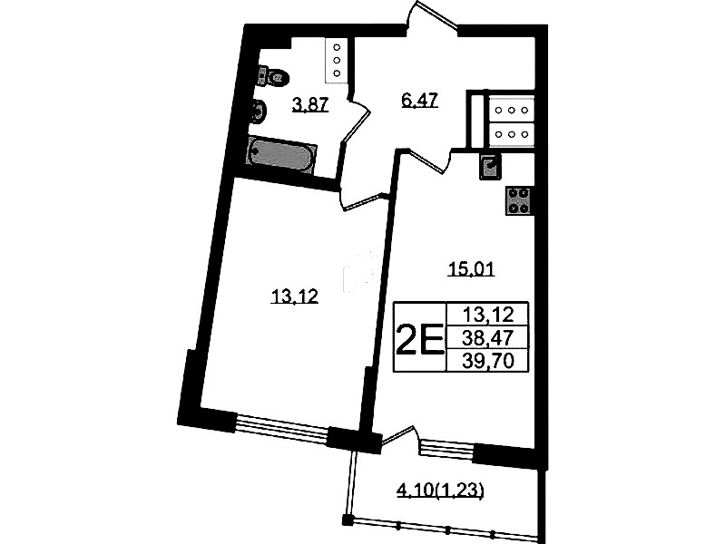 1-комнатная квартира 39.7 м², 20/22 эт., ЖК «Левитан»