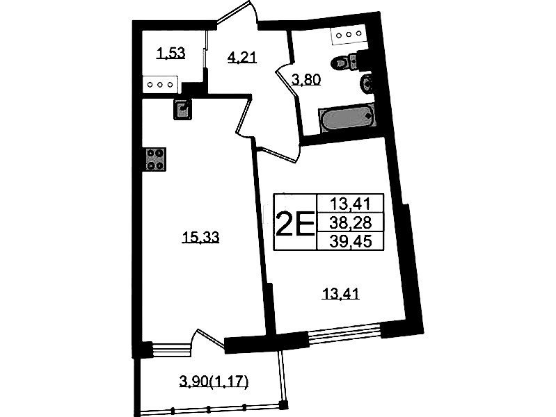 1-комнатная квартира 39.45 м², 14/22 эт., ЖК «Левитан»