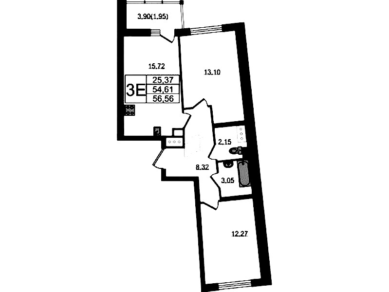 2-комнатная квартира 56.56 м², 6/22 эт., ЖК «Левитан»