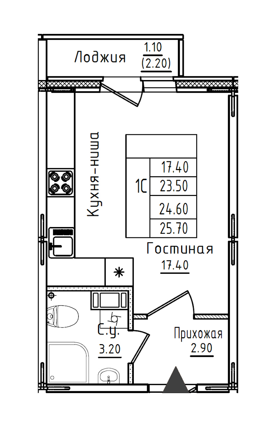 1-комнатная квартира 36.6 м², 6/8 эт., ЖК «Дуэт»