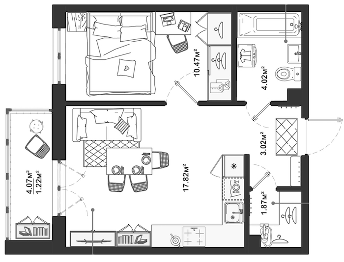 1-комнатная квартира 38.42 м², 7/12 эт., ЖК «ЛесART»