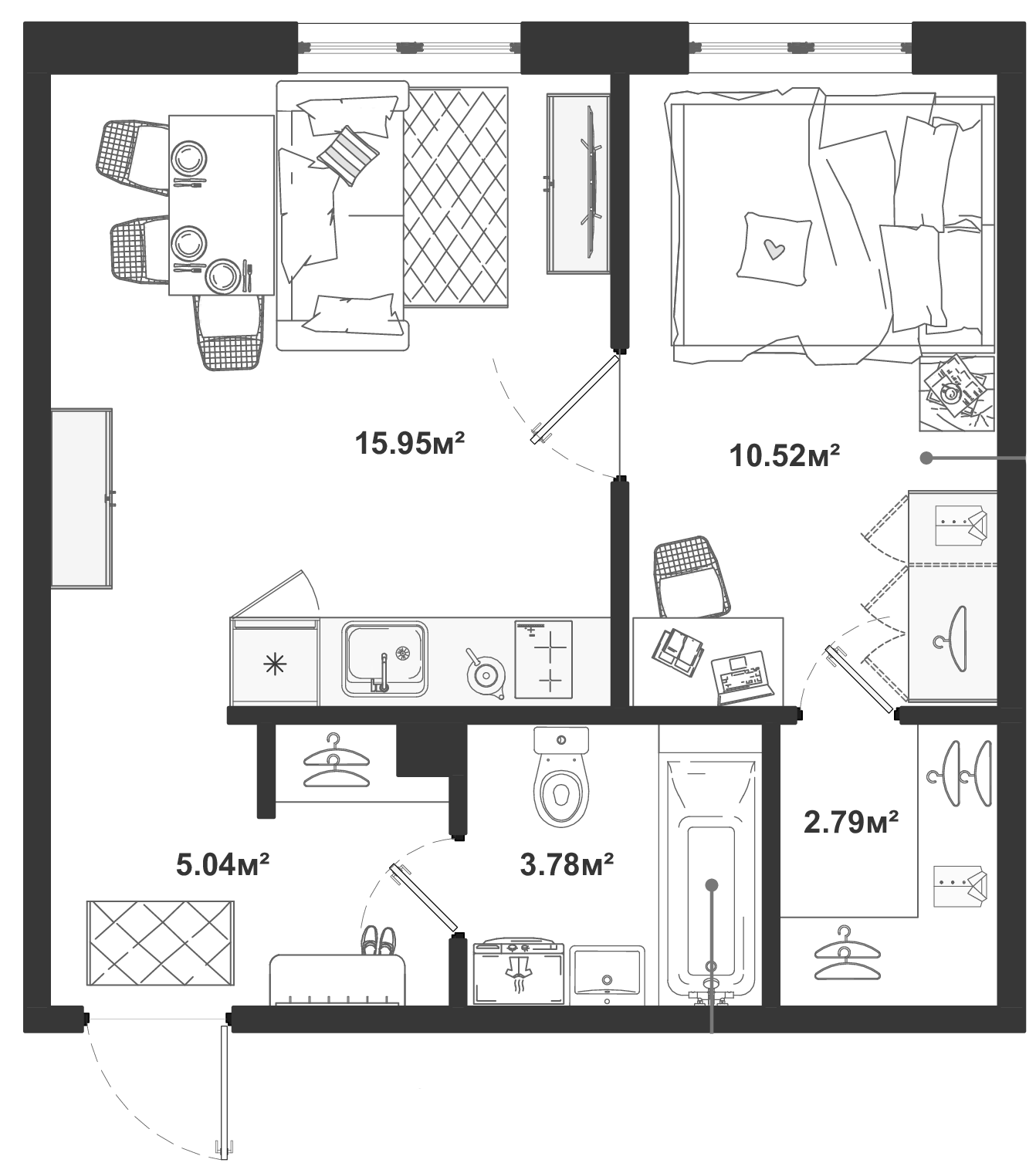 1-комнатная квартира 38.08 м², 1/12 эт., ЖК «ЛесART»