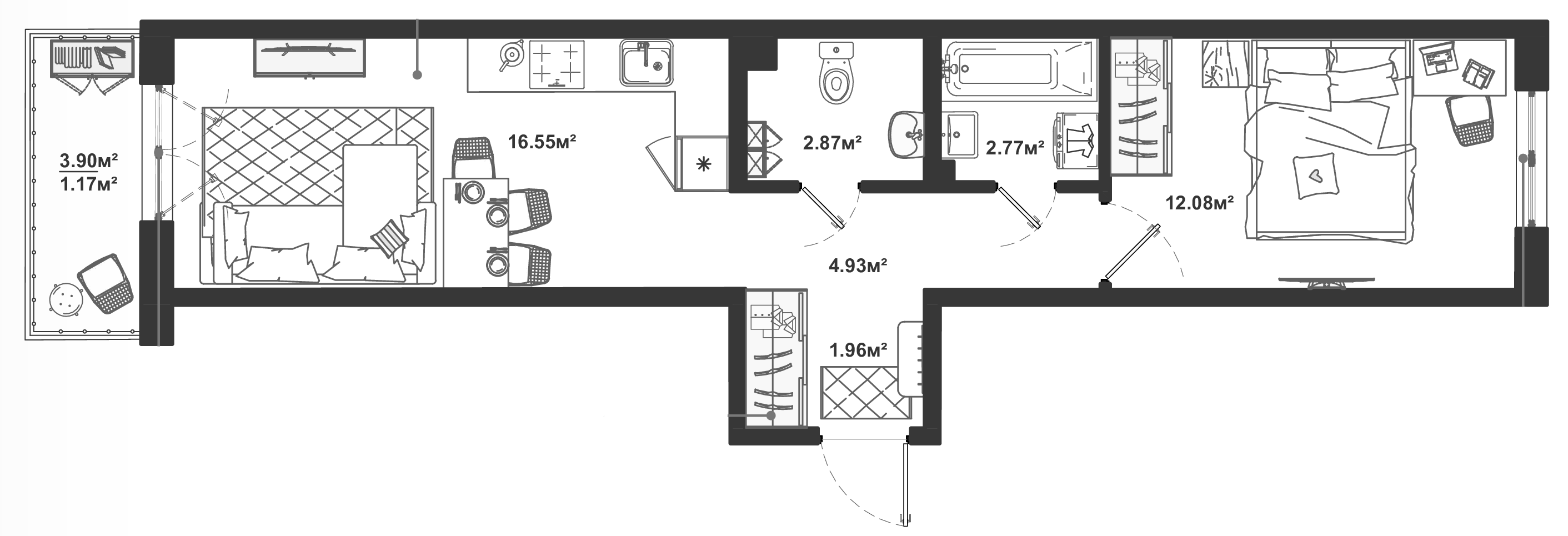 1-комнатная квартира 42.33 м², 8/12 эт., ЖК «ЛесART»