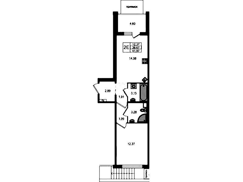 1-комнатная квартира 41.97 м², 1/12 эт., ЖК «ЛесART»