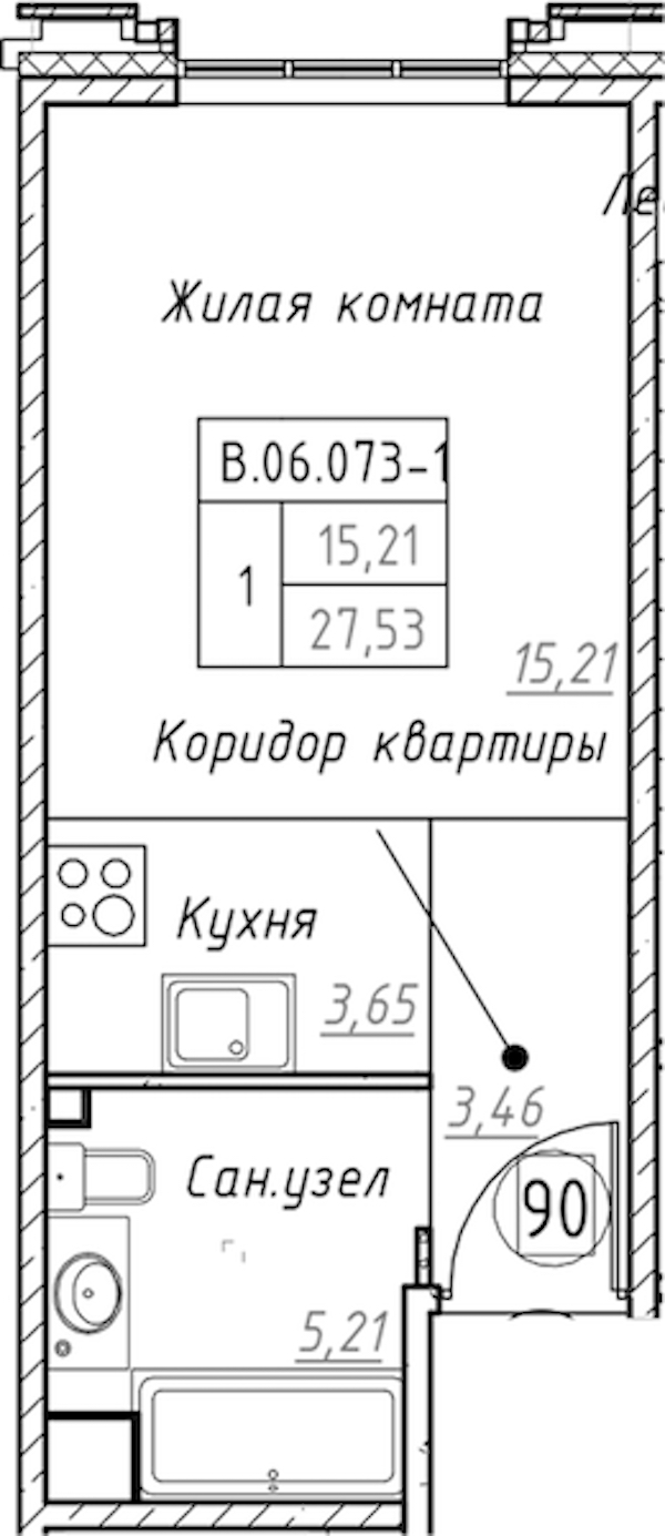 Квартира студия 27.53 м², 6/9 эт., ЖК «Akzent»