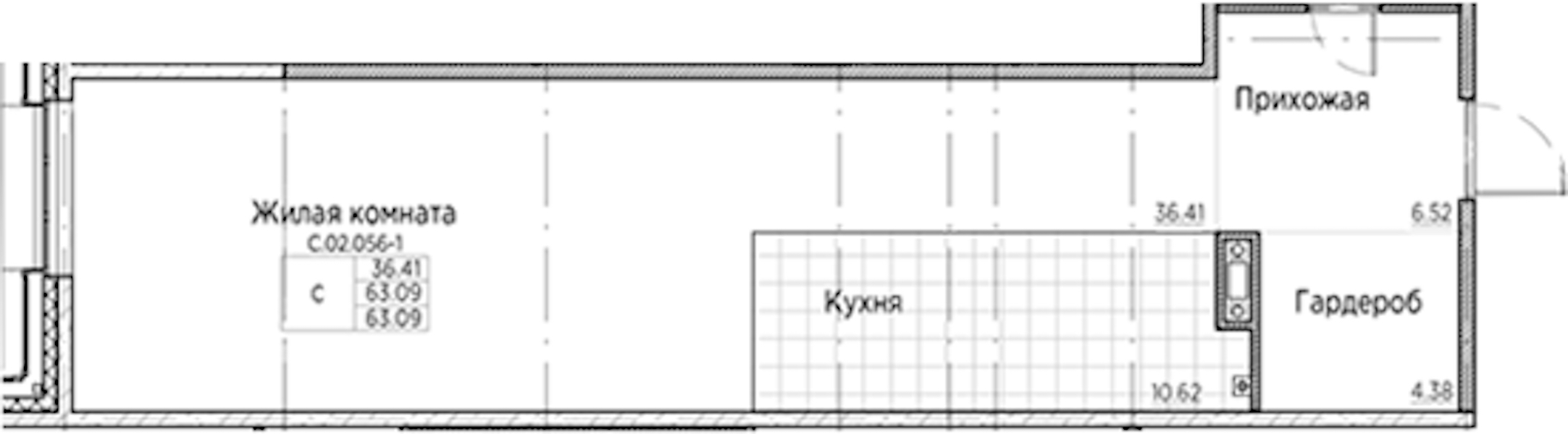 Квартира студия 63.09 м², 2/6 эт., ЖК «AMO»