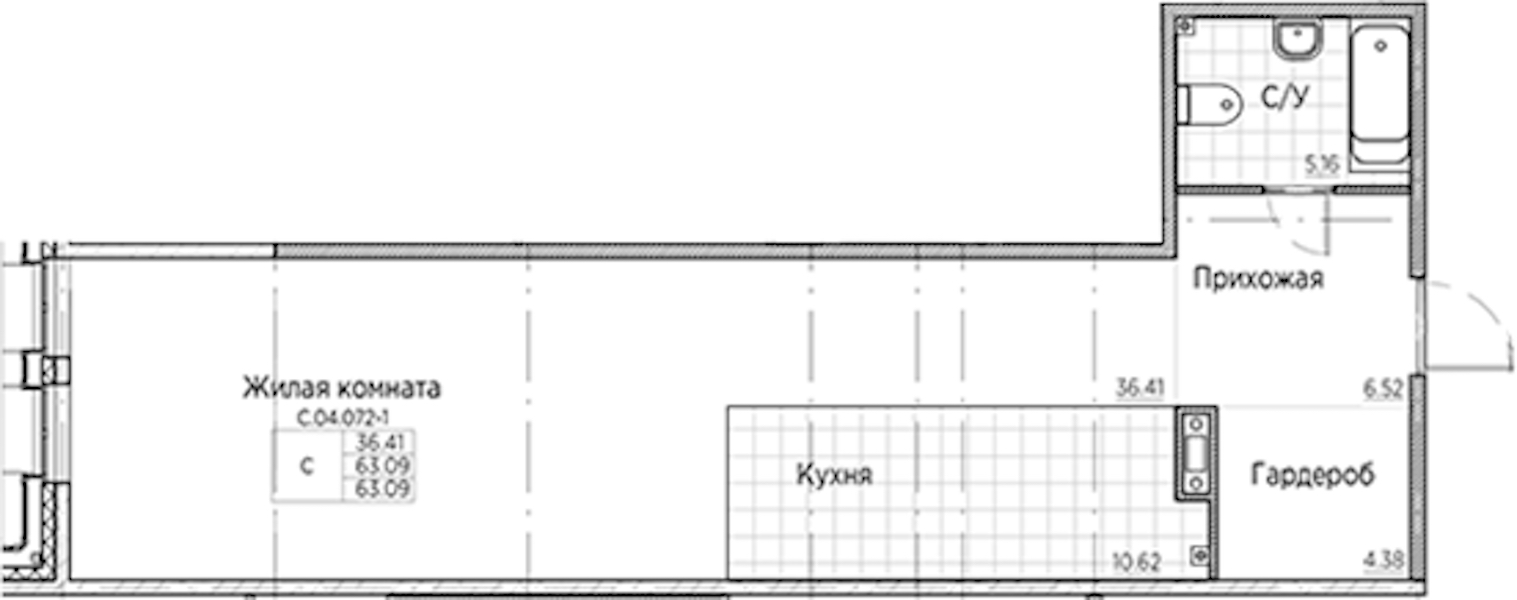 Квартира студия 63.09 м², 4/6 эт., ЖК «AMO»