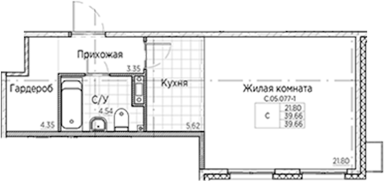 Квартира студия 39.66 м², 5/6 эт., ЖК «AMO»