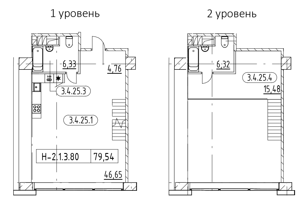 1-комнатная квартира 79.54 м², 3/3 эт., ЖК «AVANT»