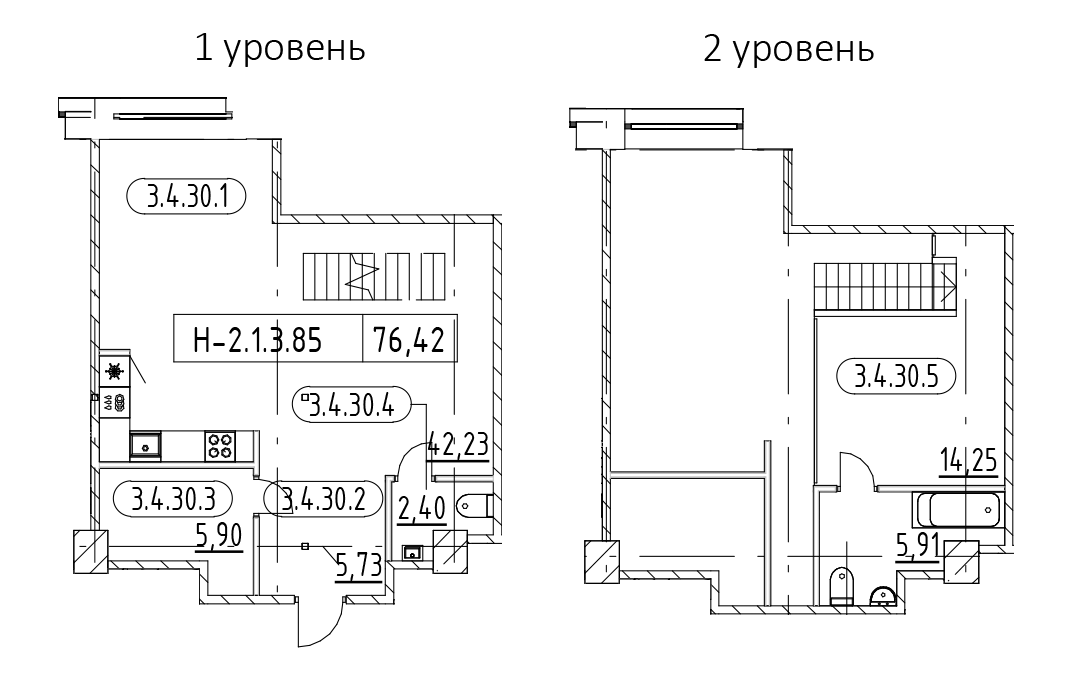 1-комнатная квартира 77.43 м², 3/3 эт., ЖК «AVANT»