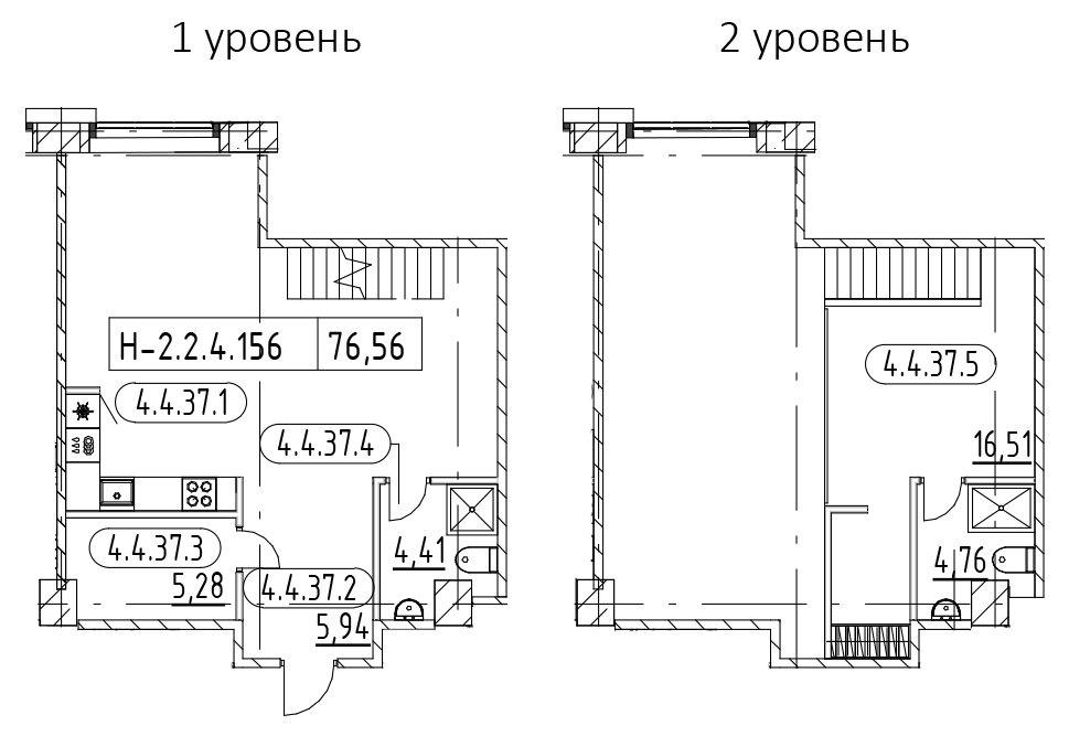 1-комнатная квартира 76.14 м², 4/3 эт., ЖК «AVANT»