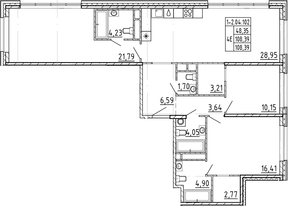 3-комнатная квартира 108.39 м², 4/9 эт., ЖК «AVANT»