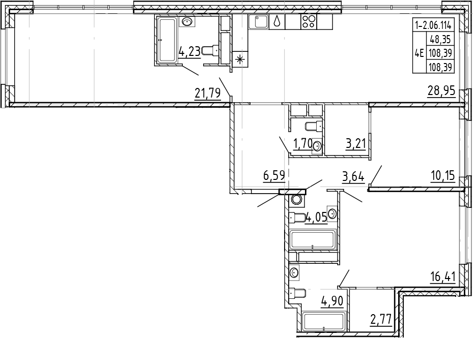 3-комнатная квартира 108.39 м², 6/9 эт., ЖК «AVANT»