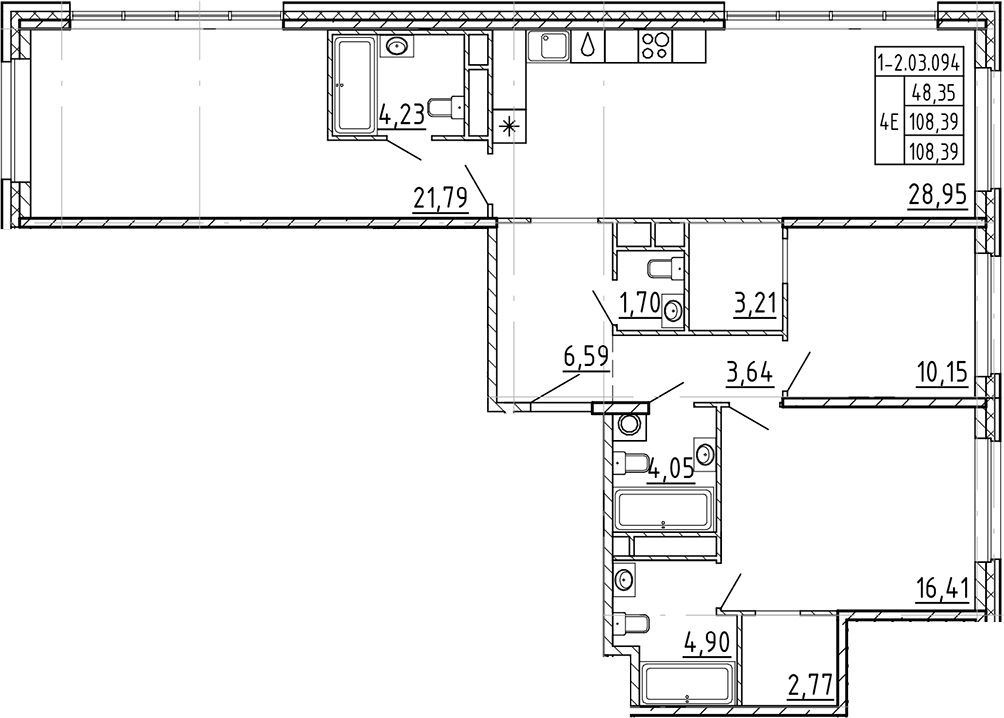 3-комнатная квартира 108.39 м², 3/9 эт., ЖК «AVANT»