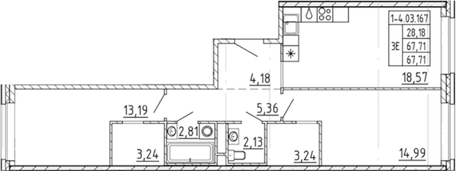 2-комнатная квартира 67.71 м², 3/9 эт., ЖК «AVANT»