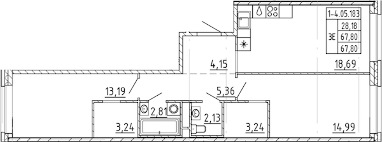 2-комнатная квартира 67.8 м², 5/9 эт., ЖК «AVANT»
