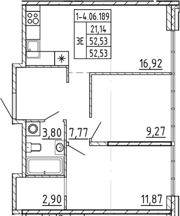 2-комнатная квартира 52.53 м², 6/9 эт., ЖК «AVANT»