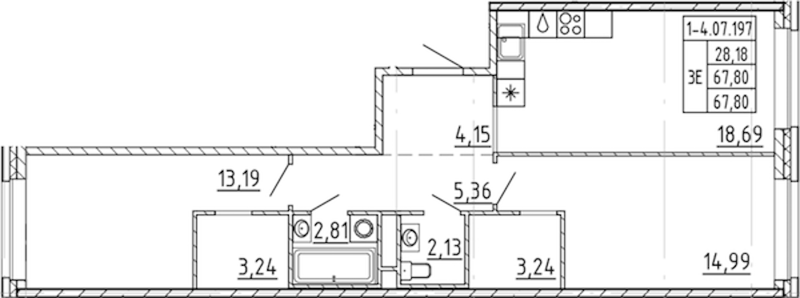 2-комнатная квартира 67.8 м², 7/9 эт., ЖК «AVANT»