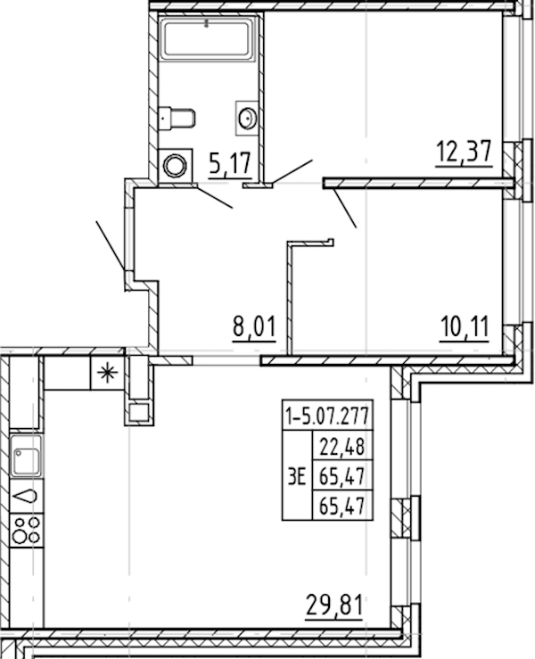 2-комнатная квартира 65.47 м², 7/9 эт., ЖК «AVANT»