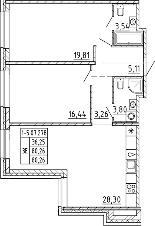 2-комнатная квартира 80.26 м², 7/9 эт., ЖК «AVANT»
