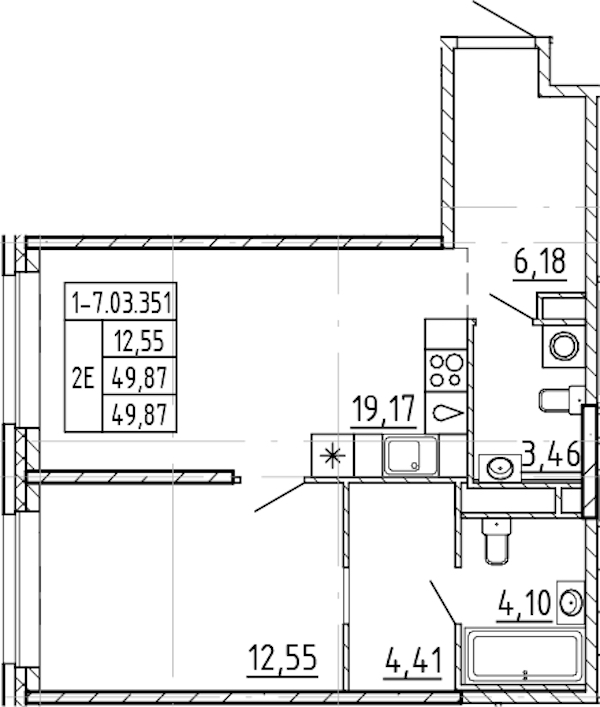 1-комнатная квартира 49.87 м², 3/9 эт., ЖК «AVANT»