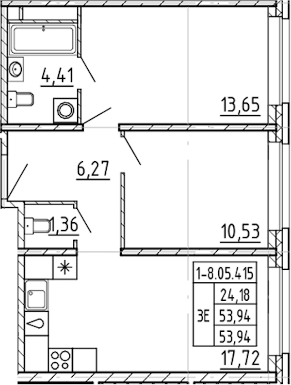2-комнатная квартира 53.94 м², 5/9 эт., ЖК «AVANT»